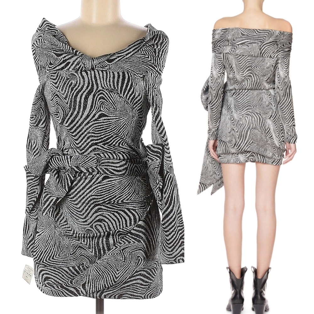 Redemption Animal Print Jackie-O Bow Italian Cocktail Party Dress